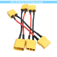 Connecter 3Pcs XT90 To XT90 Male Female Conversion Plug Cable with 14AWG Silicone Wire 10cm Extension Lead Wire Battery Expand