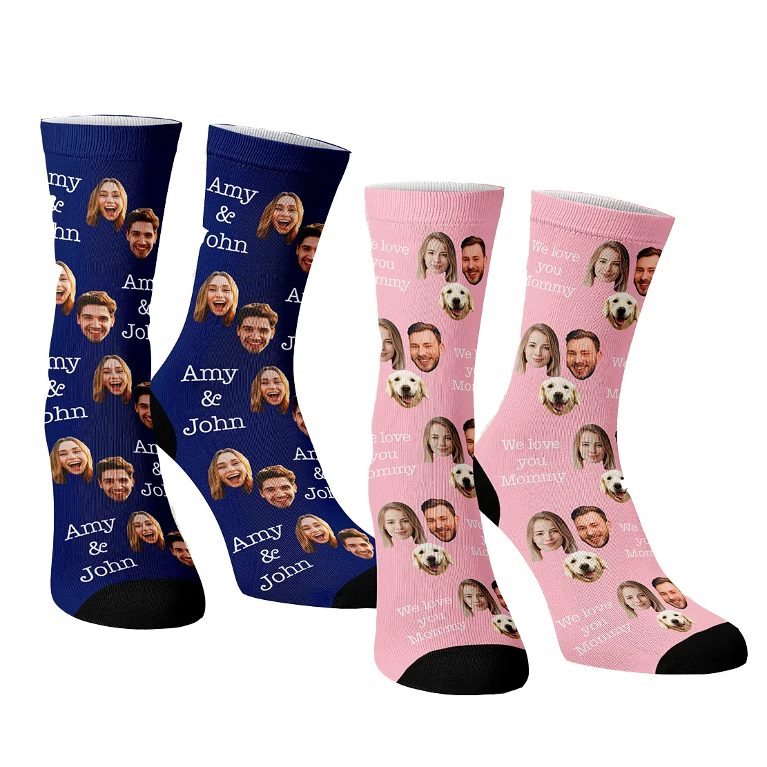 Custom Faces Print Sublimated Socks Galaxy Personalized Smiley Photo Socks with face gag Gifts for Men Women Birthday Gifts