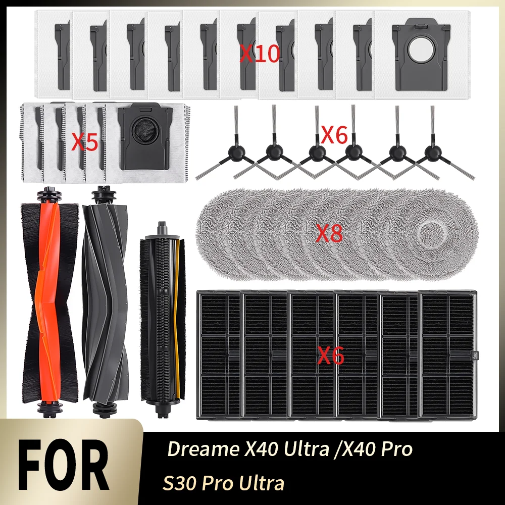 Main Side Brushes For Dreame X40 Ultra/X40 Pro/S30 Pro Ultra Robot Vacuum Parts