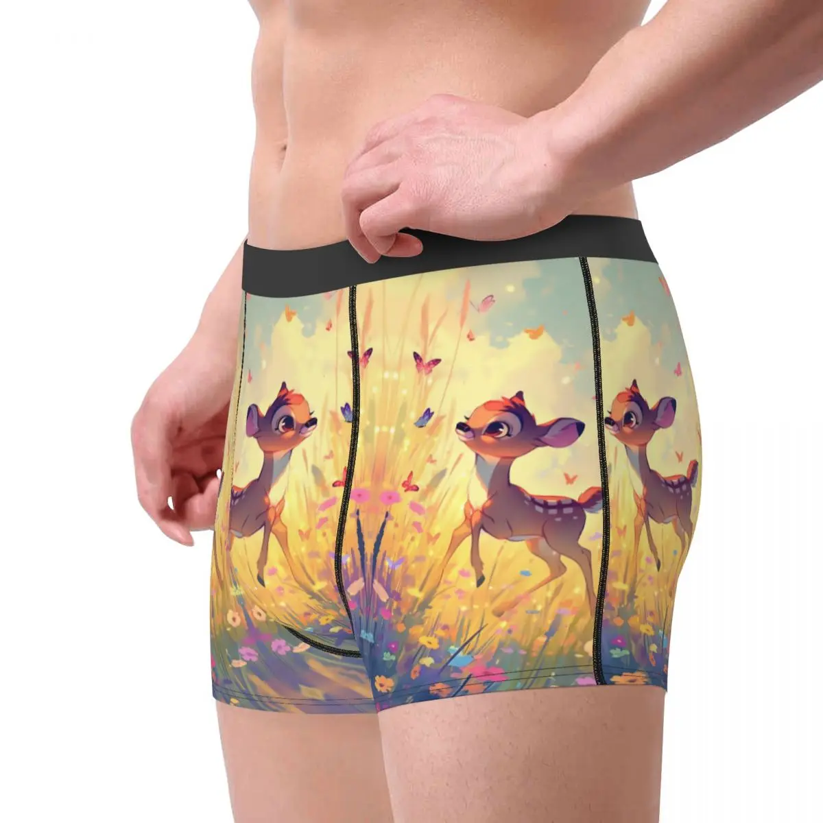 Ropa interior personalizada de ciervo Bambi para hombre, calzoncillos Boxer elásticos con estampado clásico de animales, pantalones cortos, bragas suaves para hombre