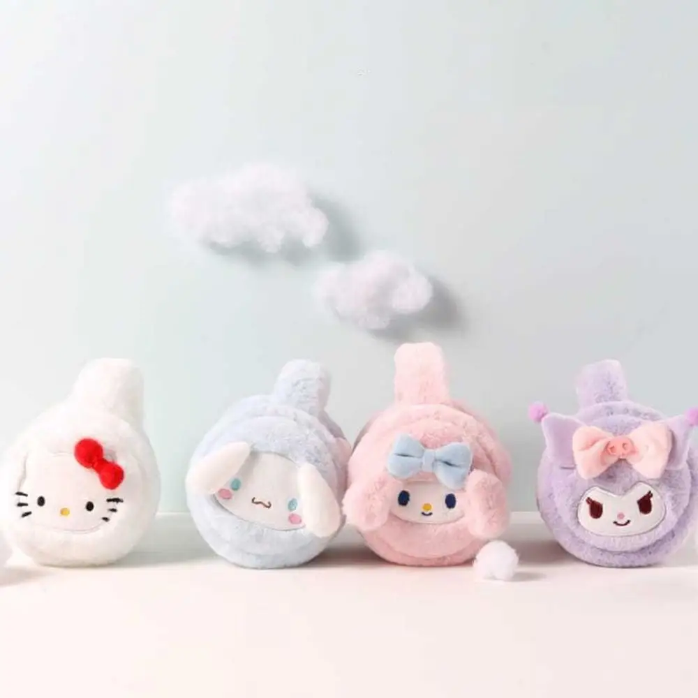 Kawaii Plush Earmuffs Sanrio My Melody Kuromi Cinnamoroll Winter Windproof Keep Warm Fashion Cold Protection Girls Kids Gift