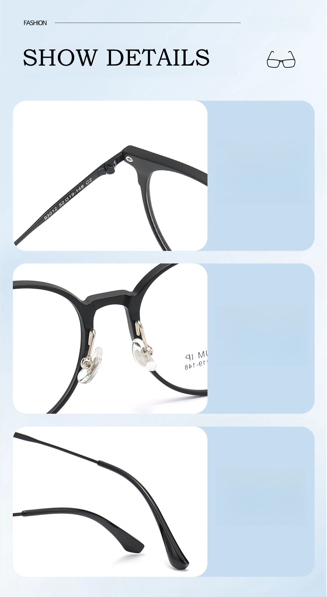 YIMARUILI 1+4 Retro Runde Magnetische Clip-On-Brille für Damen und Herren TR90 Reines Titan Optisches Brillengestell – Detail 8