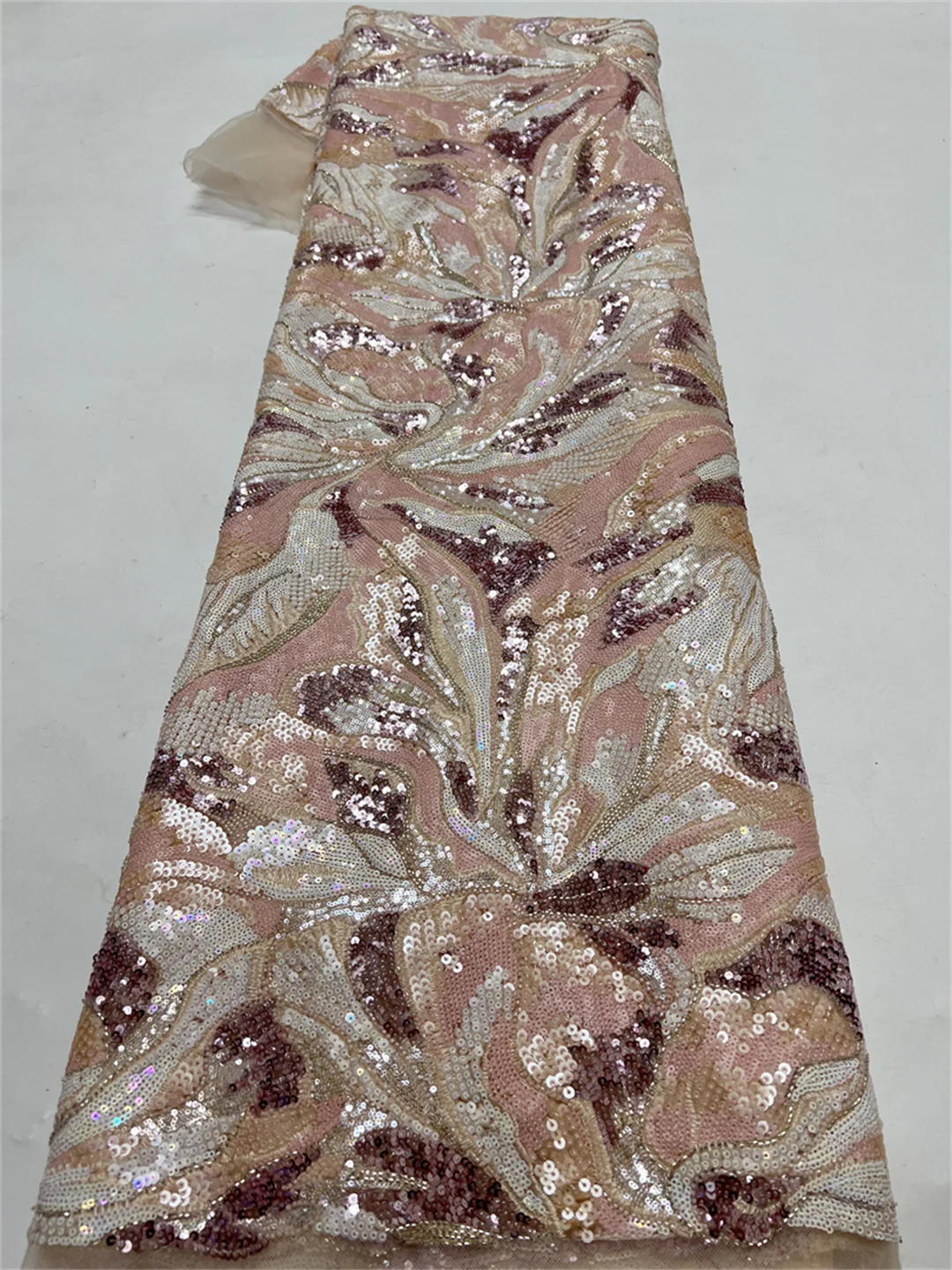 Women's Lace Fabric with Beads And Sequins Heavy Process 5Y Embroidery Wedding Party Dress Series for Autumn