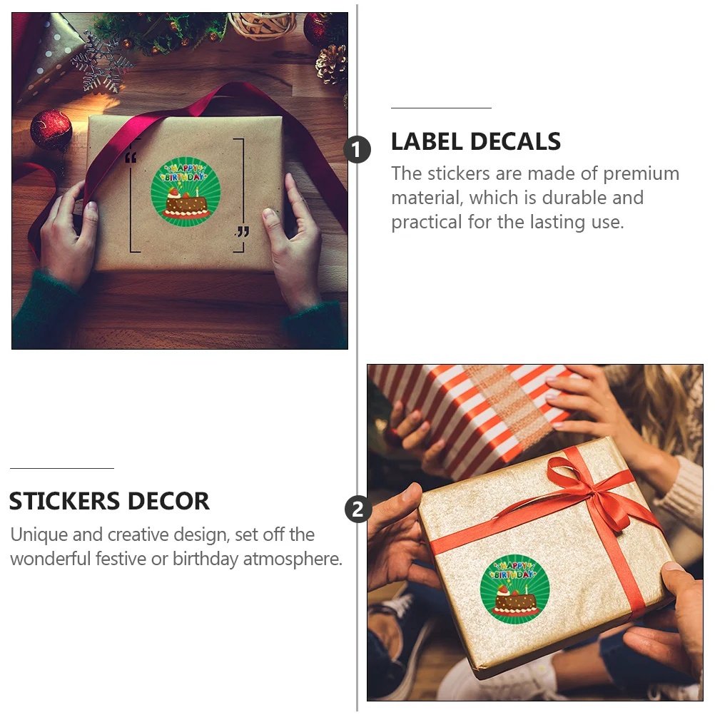 

Premium Copper Adhesive Birthday Label Stickers 500pcs Creative Gift Decals Festive Decoration