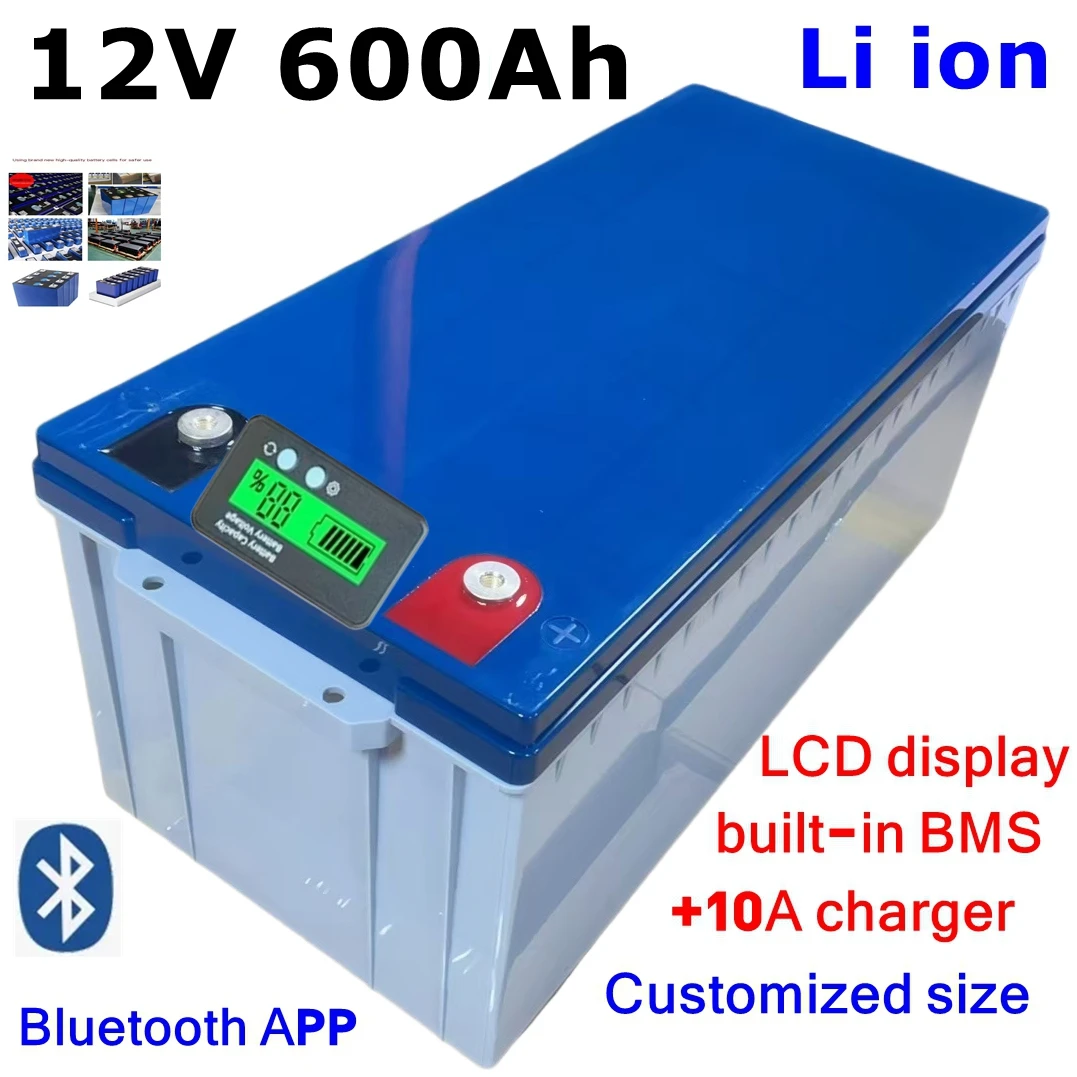 

LT-Waterproof 12V 600AH lithium ion battery BMS li ion batetry for EPS UPS RV Solar energy storage golf cart + 20A Charger.