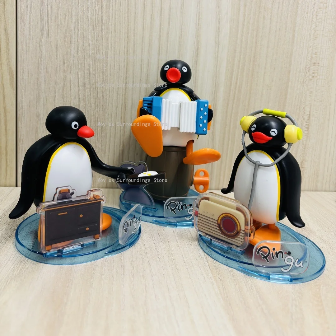 

Pingu Penguin Fun! Fun! Ski Family Everyday Series Blind Box Accordion Music Fried Egg Assembly Model Doll Mystery Box Gift Toy
