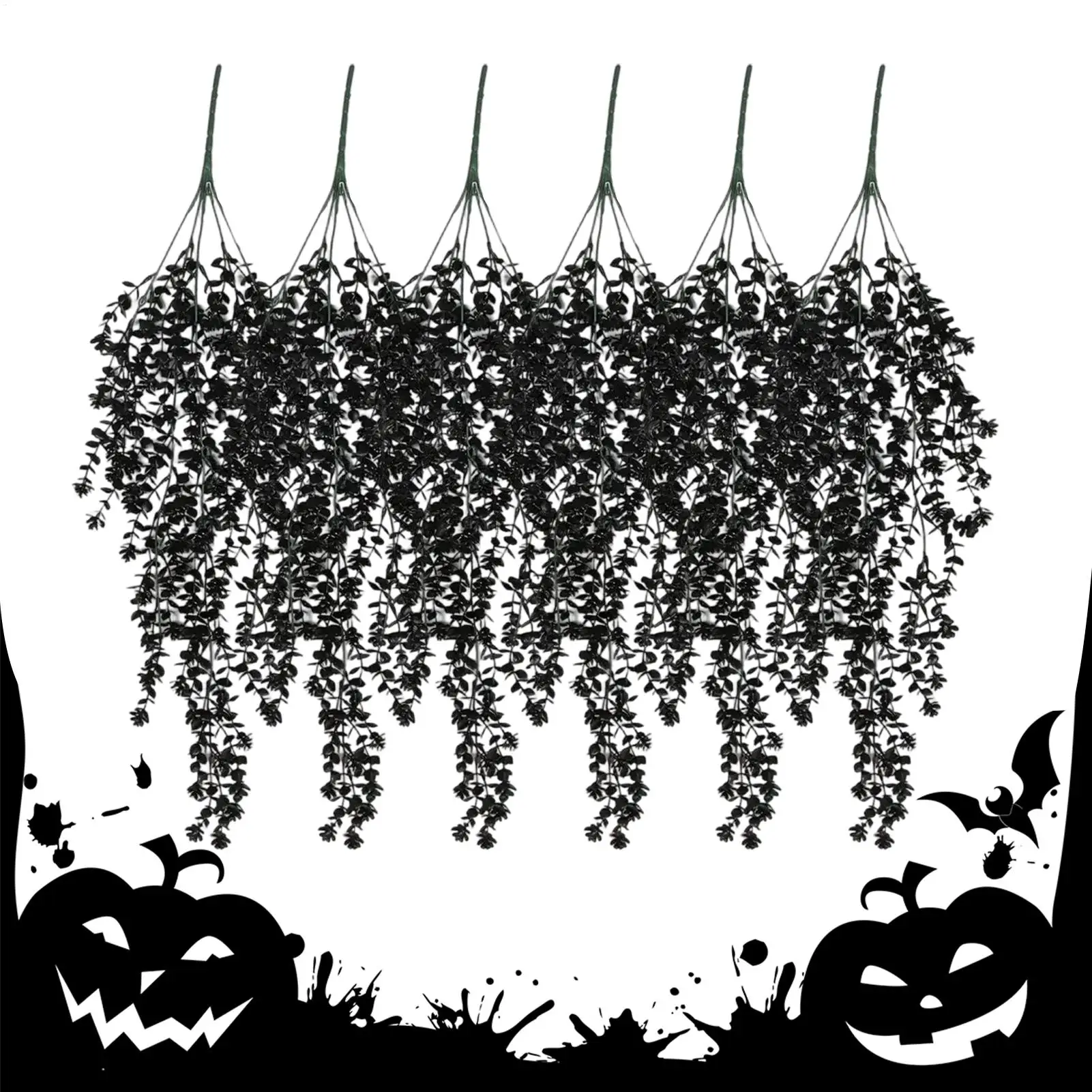Halloween Hanger Plants 6 Pieces Weatherproof Gothic Ornaments Halloween Fake Plants Vines Home Decorations for Fireplace