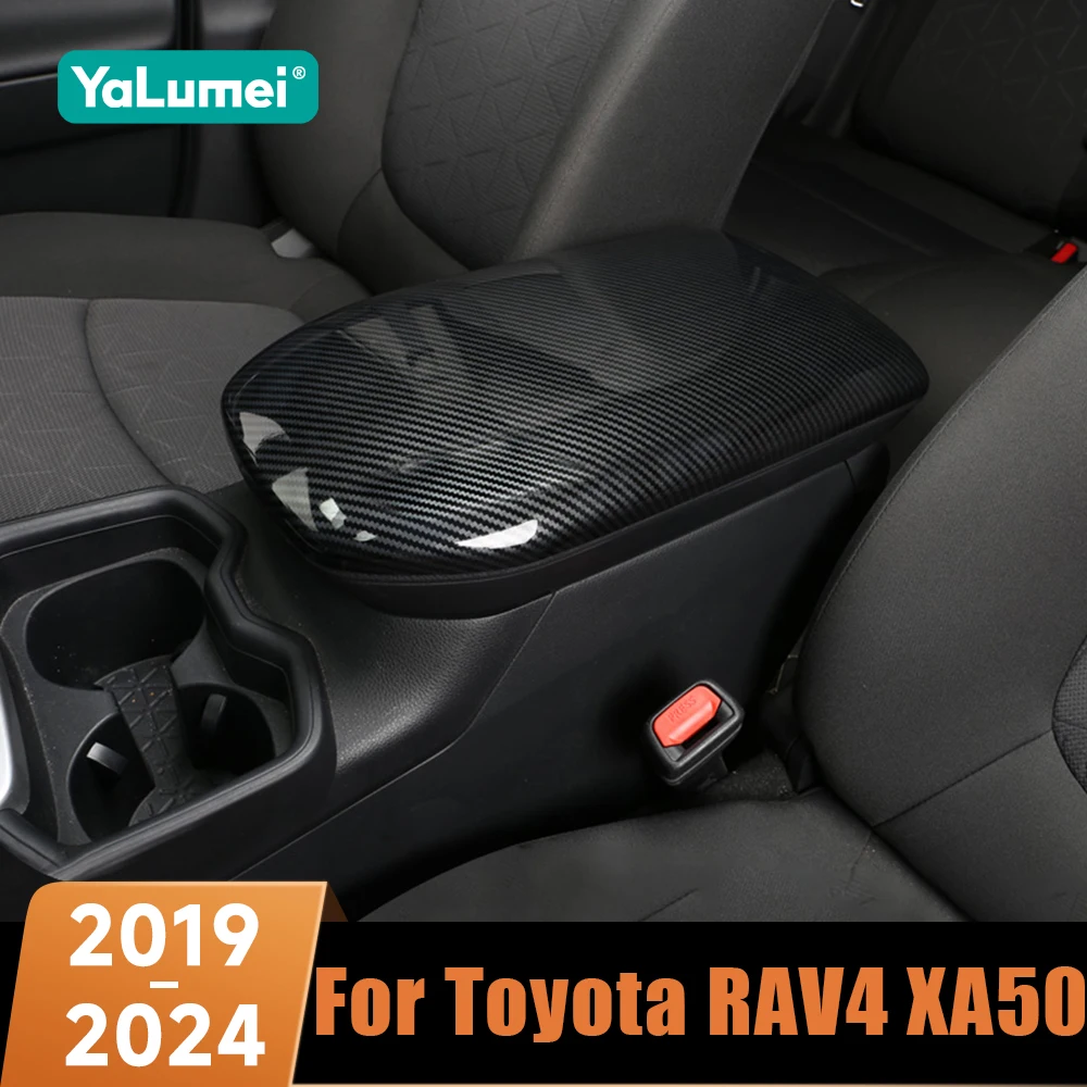 

Центральный подлокотник автомобиля из углеродного волокна, защитный чехол, накладка, аксессуары для Toyota RAV4 XA50 2019 2020 2021 2022 2023 2024, гибридный