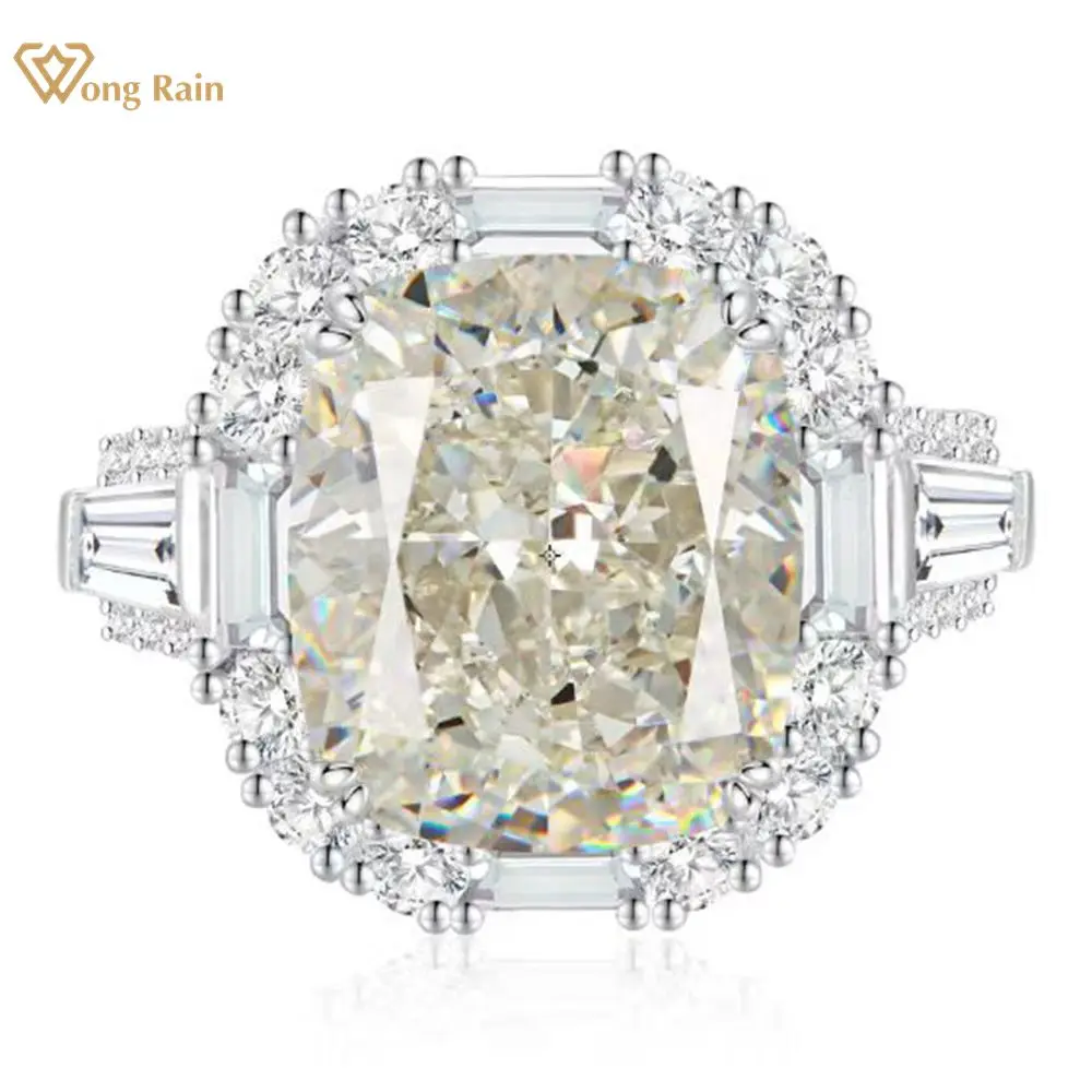 Wong Rain Luxury 925 Sterling Silver Radiant Cut G Color Lab Sapphire Gemstone Wedding Engagement Ring Fine Jewelry Wholesale