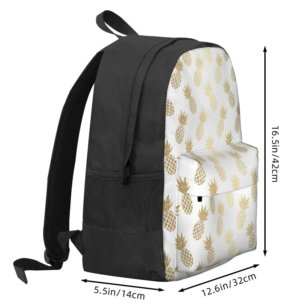 Gold Ananas Muster Rucksäcke Jungen Mädchen Bücher tasche Studenten Schult aschen Cartoon Kind Reise Rucksack Umhängetasche große Kapazität