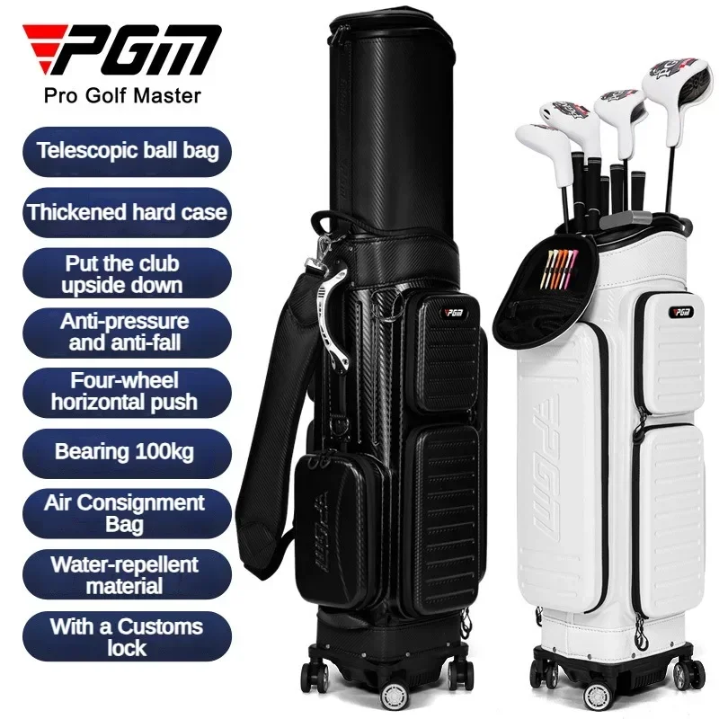 QB142 PGM Golf Bag with Wheels Customs Locks Flexible Full Body Hard Shell Large Capacity Golf Aviation Bag Golf Supplies New