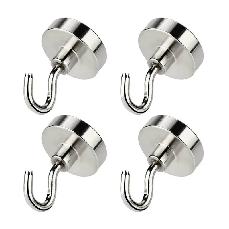 8PCS Strong Neodymium Magnetic Hook Hold Up To 12kg 5Pounds Diameter 20mm  Magnets Quick Hook For Home Kitchen Workplace etc