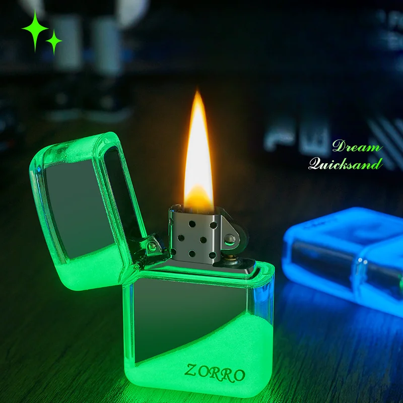 ZORRO Luminous Quicksand Cool Kerosene Lighter Creative Personality Old-fashioned Grinding Wheel Ignition Kerosene Lighter Gift