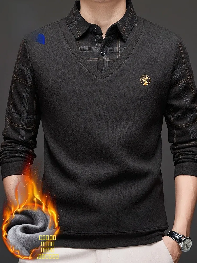 

Lormen Men's Thiened Fce Lined Casual Knitted Sweater Collared irt Sle Winter Warm Busin Casual Faion Top