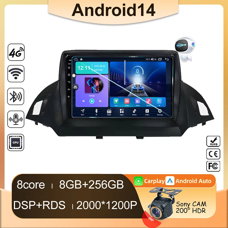 Car Navigation Android For Ford C-MAX Kuga 2 Escape 3 2012 - 2019 Auto Radio Multimedia No 2din Player Touchscreen Monitor DVD