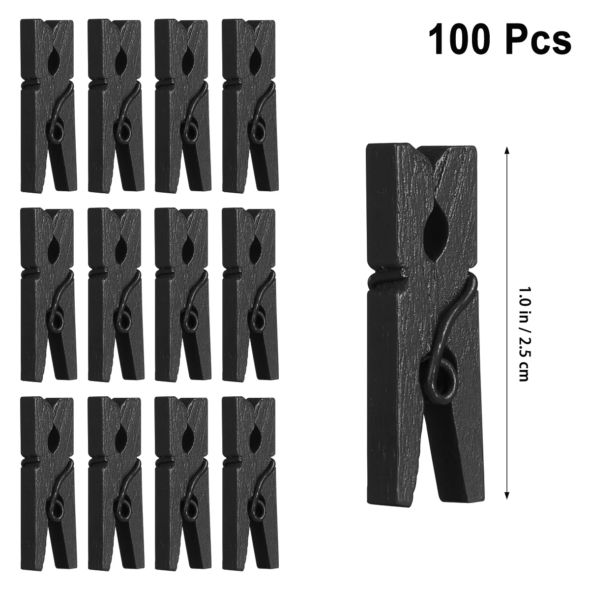 Utility Clips Craft Pin Photo Non Damaging Black Metal Wooden Clothespin Photograph