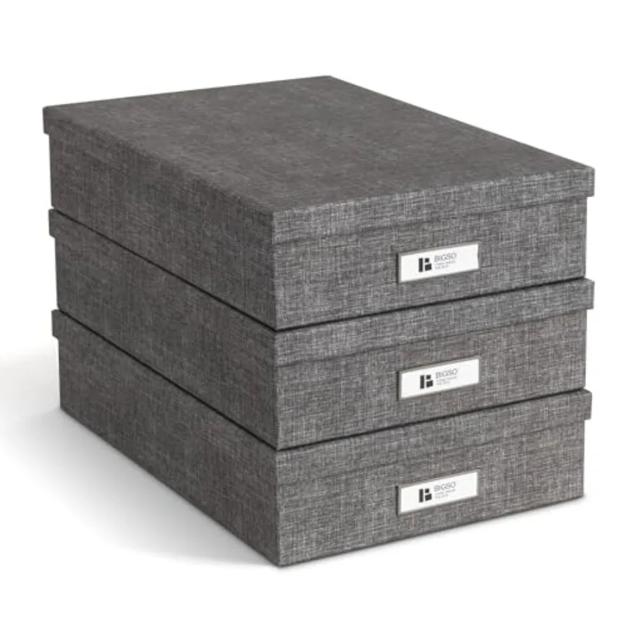 

Bigso Oskar Canvas Fiberboard Document Letter Box for Important Paperwork A4 or Letter Size - Durable Keepsake Box with Lid and