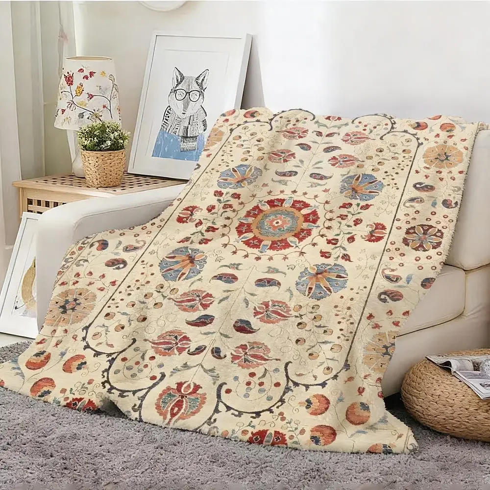 Persian Rug Pattern Throw Lightweight 240g Flannel Blanket Soft Skin-friendly for Summer Cooling view 5