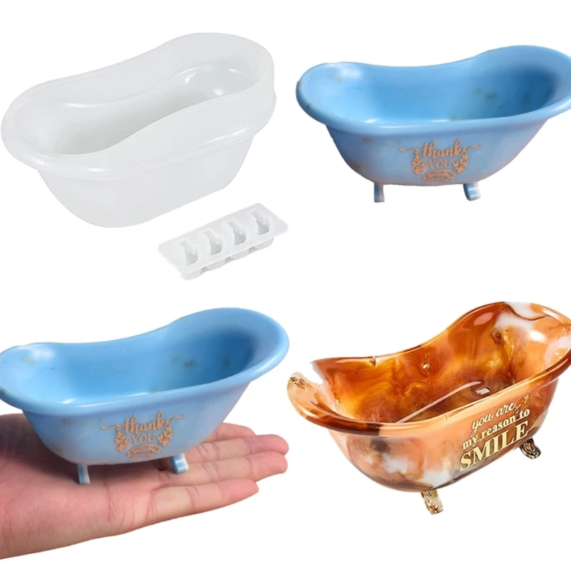 Bathtub Soap Dish Tray Crystal Epoxy Resin Mold DIY Jewelry Storage Box  Holders Mirror Silicone Mold