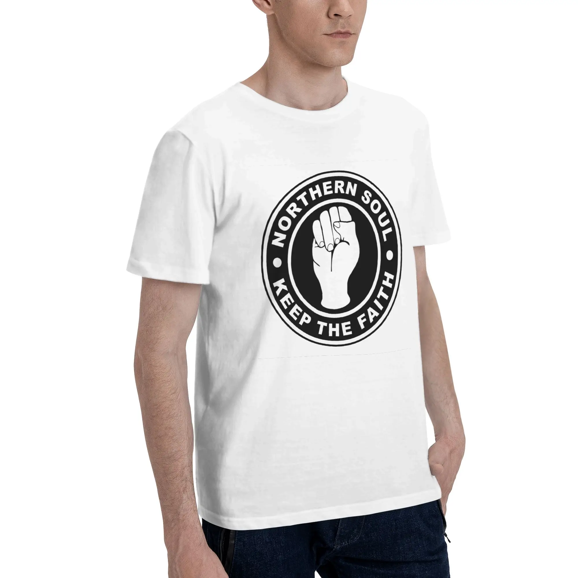 

Northern Soul Keep The Fait Men T-Shirt Oversized T Shirts Men's Round Neck Cotton Tees Short Summer Male