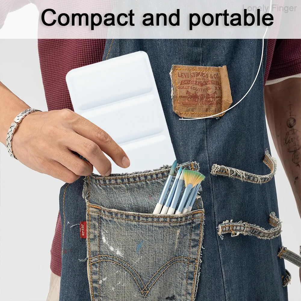 لوحة ألوان مائية فارغة للسفر، لوحة ألوان مائية مع مقالي شبكية بلاستيكية 52/28 للغواش والاستوديو والرسم الخارجي #5