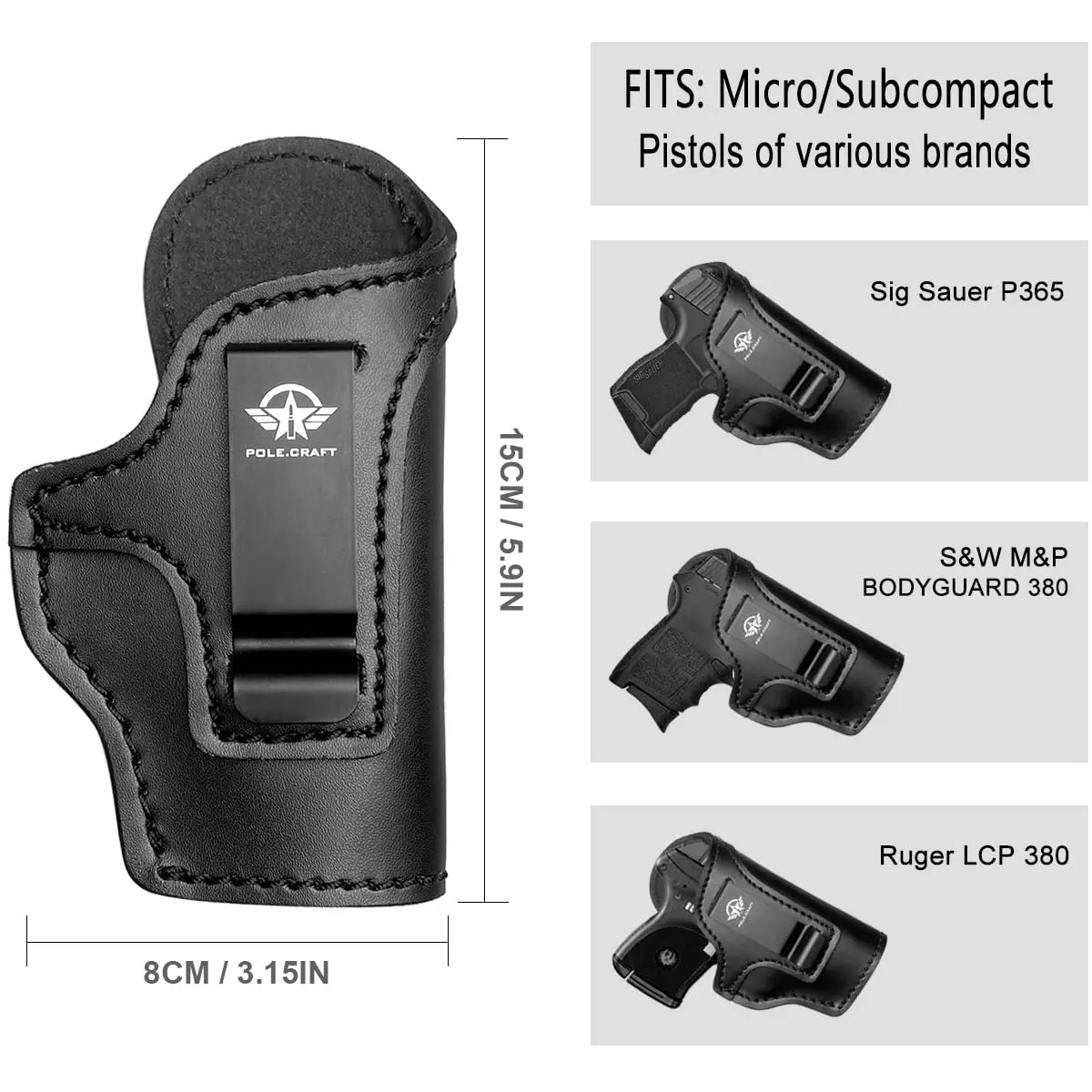 Imagem -04 - Coldres de Couro para Pistolas Pequenas Iwb Rifle Lcp380 Lcp Max Lcpii Sig Sauer P365 P238 P938 Walther Ppk 380 Cos & w