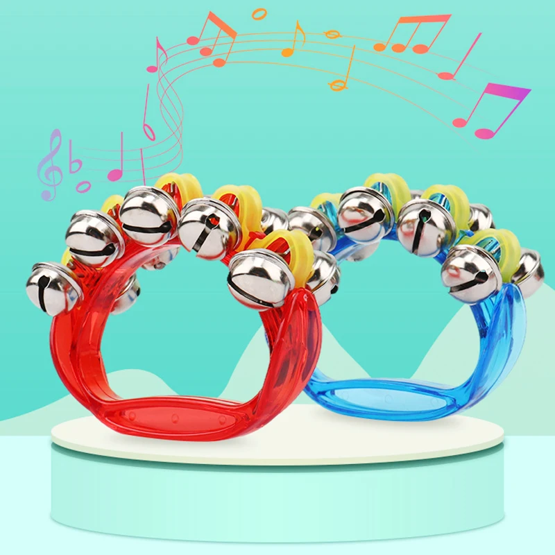 Children Education Toys Fun Hand Bells Jingle Rattle Sleigh Bells Handbell Percussion Musical Instrument Bells Handbell Toy Gift