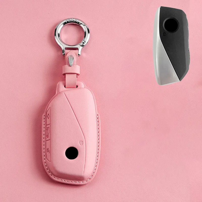 High End Leather for Bmw 5 7 Series 740i 760i X1 X5 X6 X7 XM IX IX3 I5 I7 2023 2024 Remote Smart Car Key Case Cover Fob Keychain