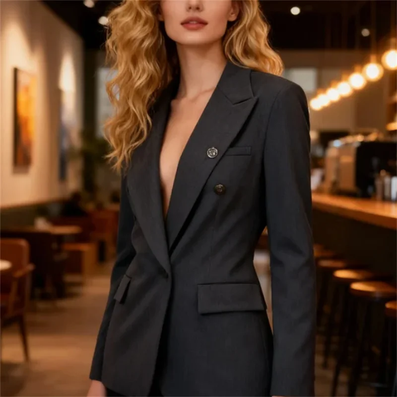 

Fall 2025 Women's Mandarin Collar Slanting Front Western-style Jacket