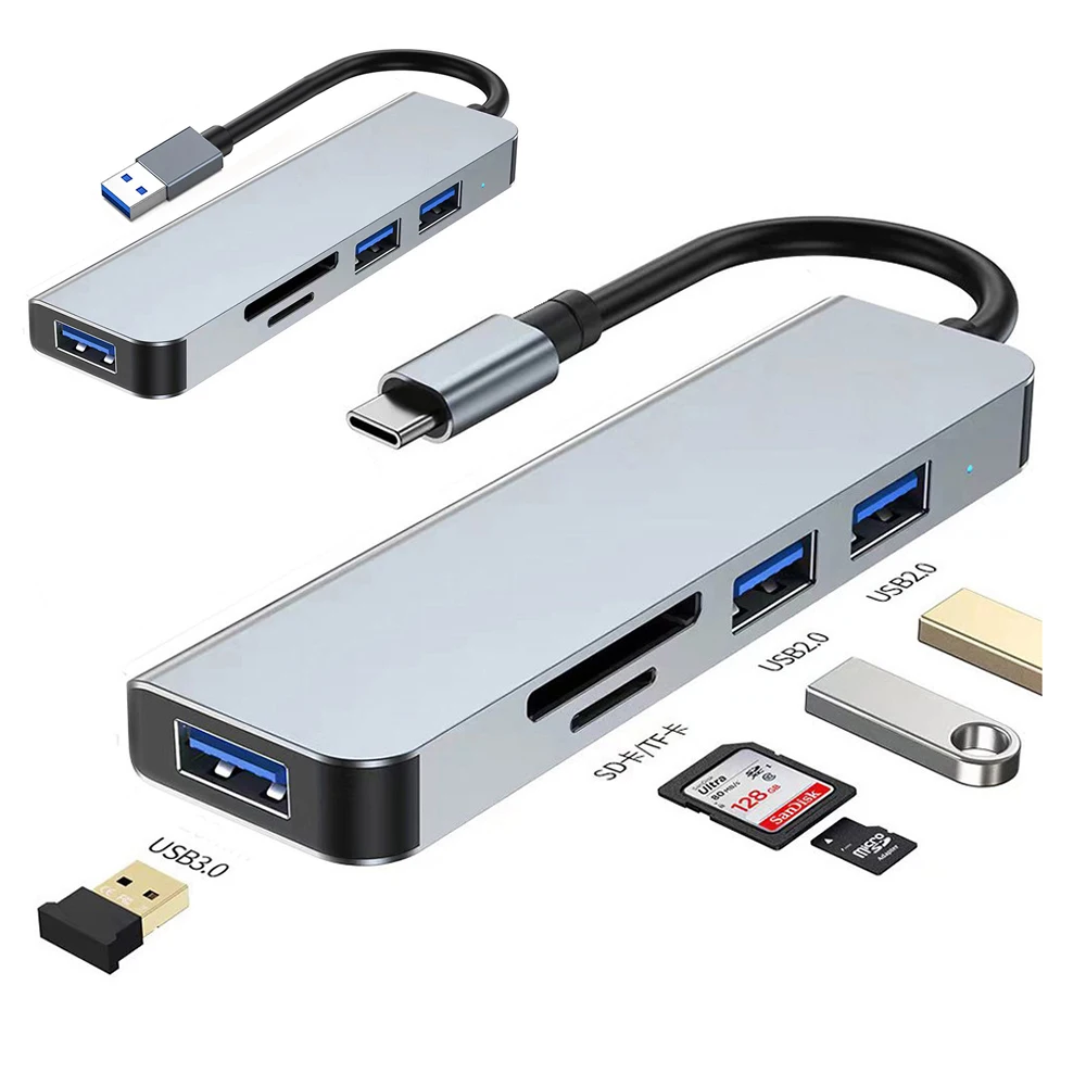 

USB HUB High Speed USB 3.0 HUB Splitter Card Reader Multiport with SD TF Ports for Macbook Computer Accessories Type C