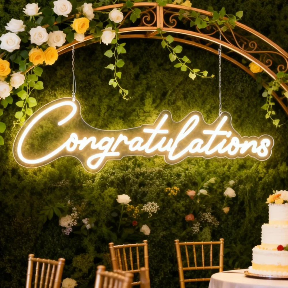 

Congratulations Giant Neon Statement 75x25cm large-format sign perfect for graduations promotions weddings & parties