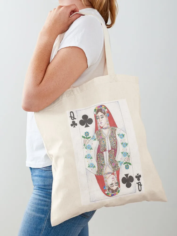 

Albanian Queen of Clubs (Medvegja) Tote Bag supermarket folding bag woman shopping bag canvas tote Women's
