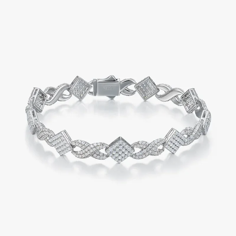 Hot Sale S925 Sterling Silver D Color Moissanite Mobius Bracelet with Chain Internet celebrity Fashion Trend Bracelet