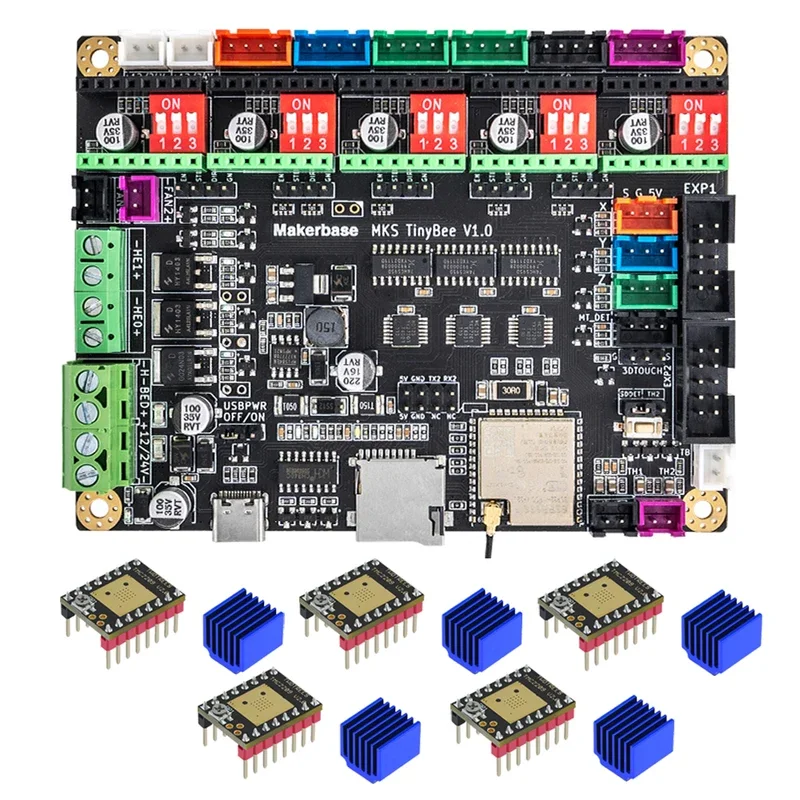 Imagem -04 - Makerbase-mks Tinybee 3d Printer Control Board Esp32 Mcu Mini 12864 Tela Tft35 Função Wifi Função de Controle Web A4988 Tmc2209 Driver