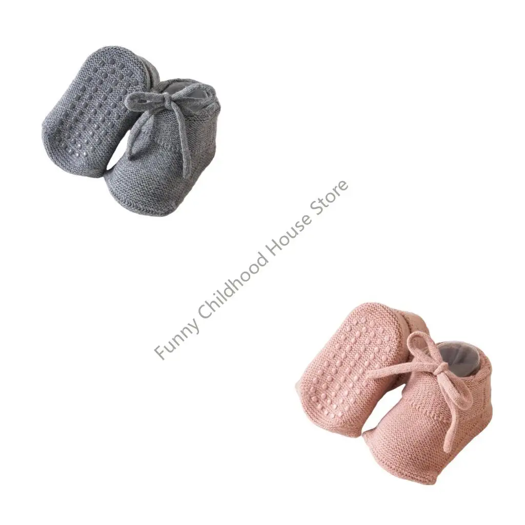 

D0LA Anti Slip Infant Socks Elastic Ankle Grip Solid Color Comfortable Polyester Mix for Crawling Baby Floor Socks