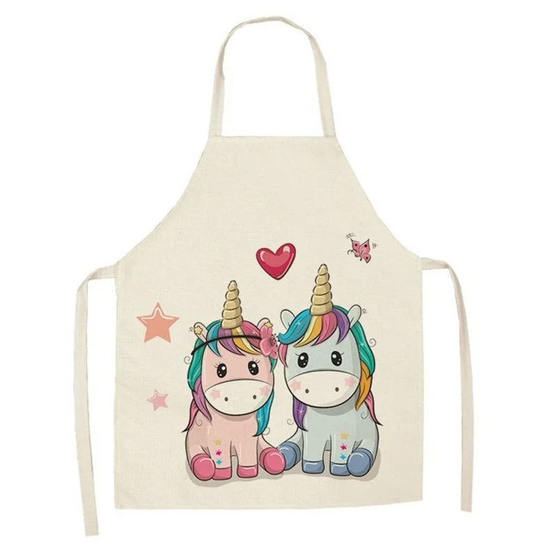 Cute Cartoon Unicorn Series Apron Custom Fashion Linen Apron Adult Home Party Children Painting Decoration Antifouling Apron