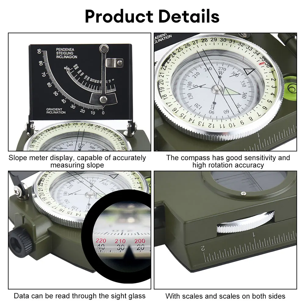 Mini Compass Professional Waterproof Survival Compass  Multifunction Compass Digital Navigation Equipment