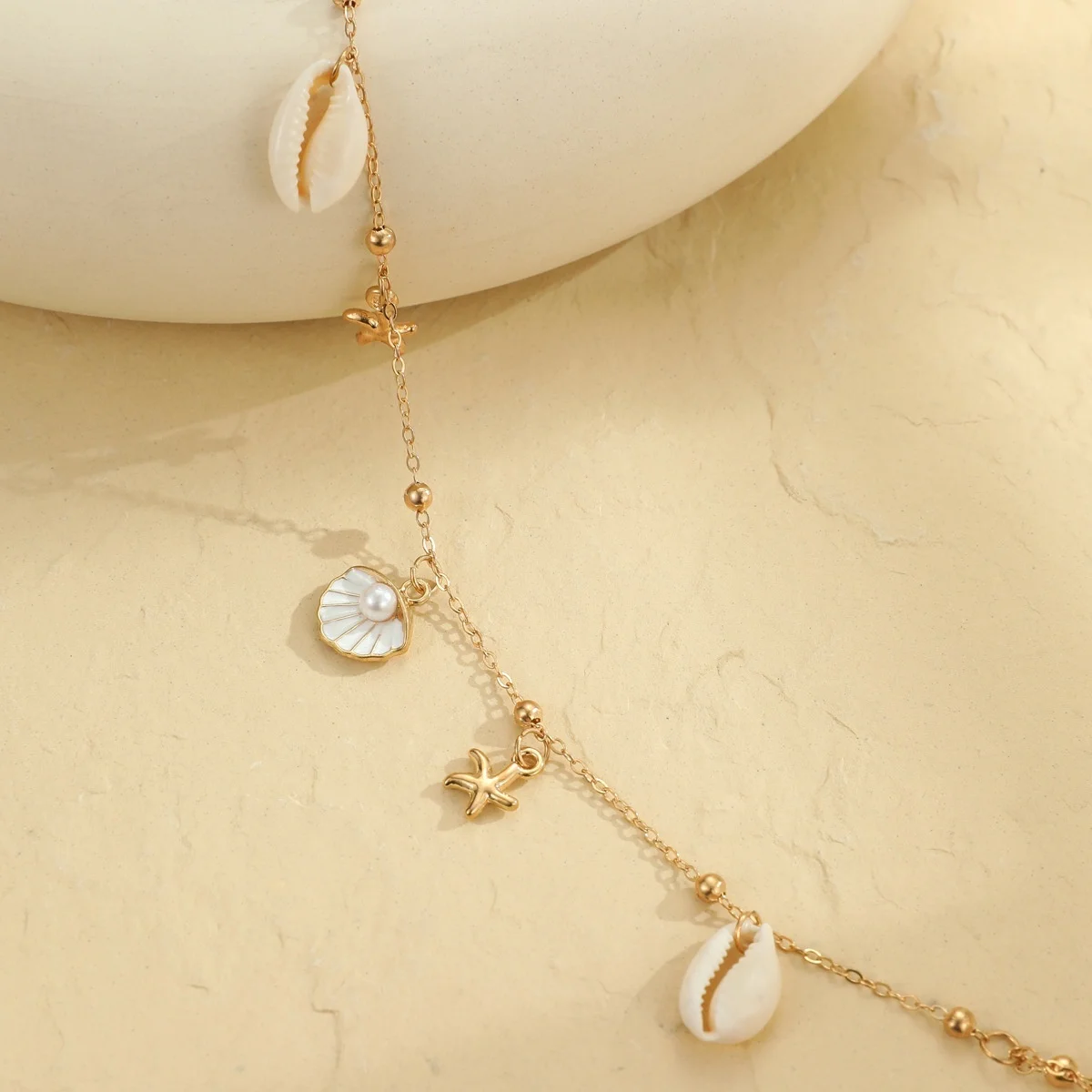 Sommerlicher Muschel-Seestern-Anhänger-Choker mit Taillenkette für Damen – Böhmischer Strandurlaub Seestern Party Körperschmuck – Detail 14