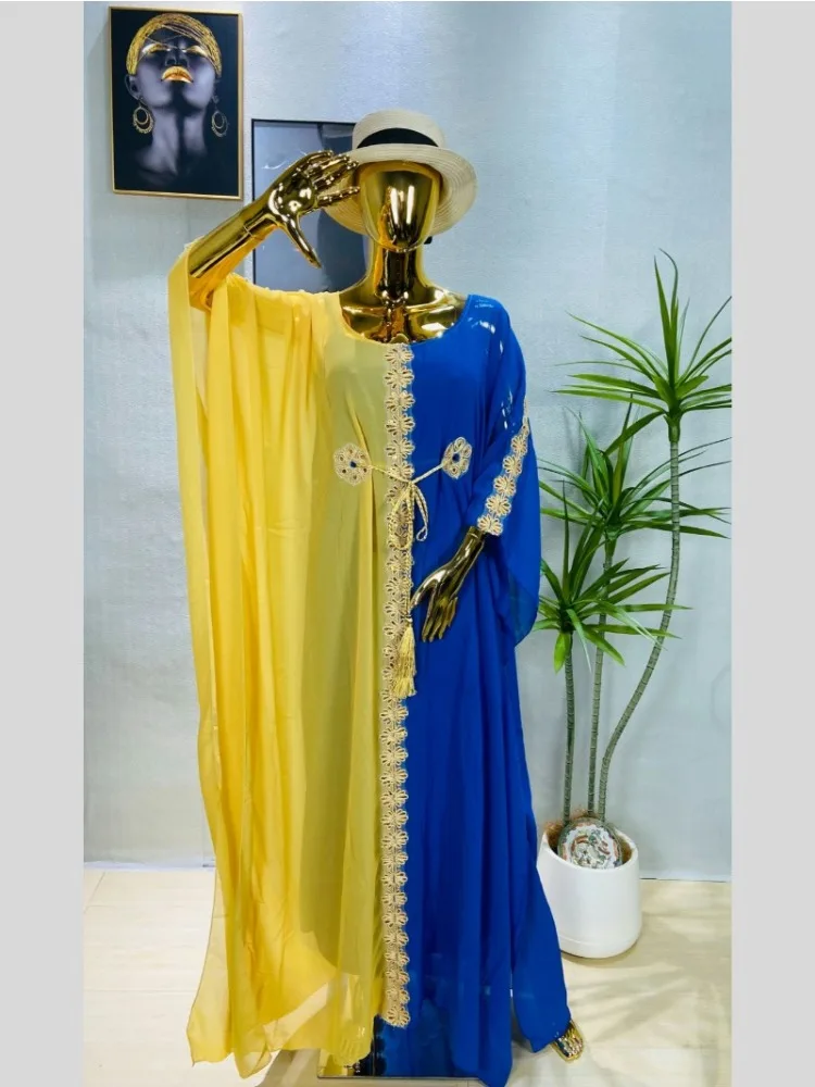 Femmes or dentelle broderie Robe islamique dubaï caftan Ramadan Kimono musulman Abayas longue Robe pull couvrir manteau d'extérieur