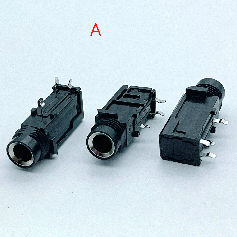 6.35mm 1/4 Inch Audio Jack Socket 6.35 Nuts PCB Solder Female Connector 3Pin Centered Offset 4Pin Gold Silver Microphone Socket