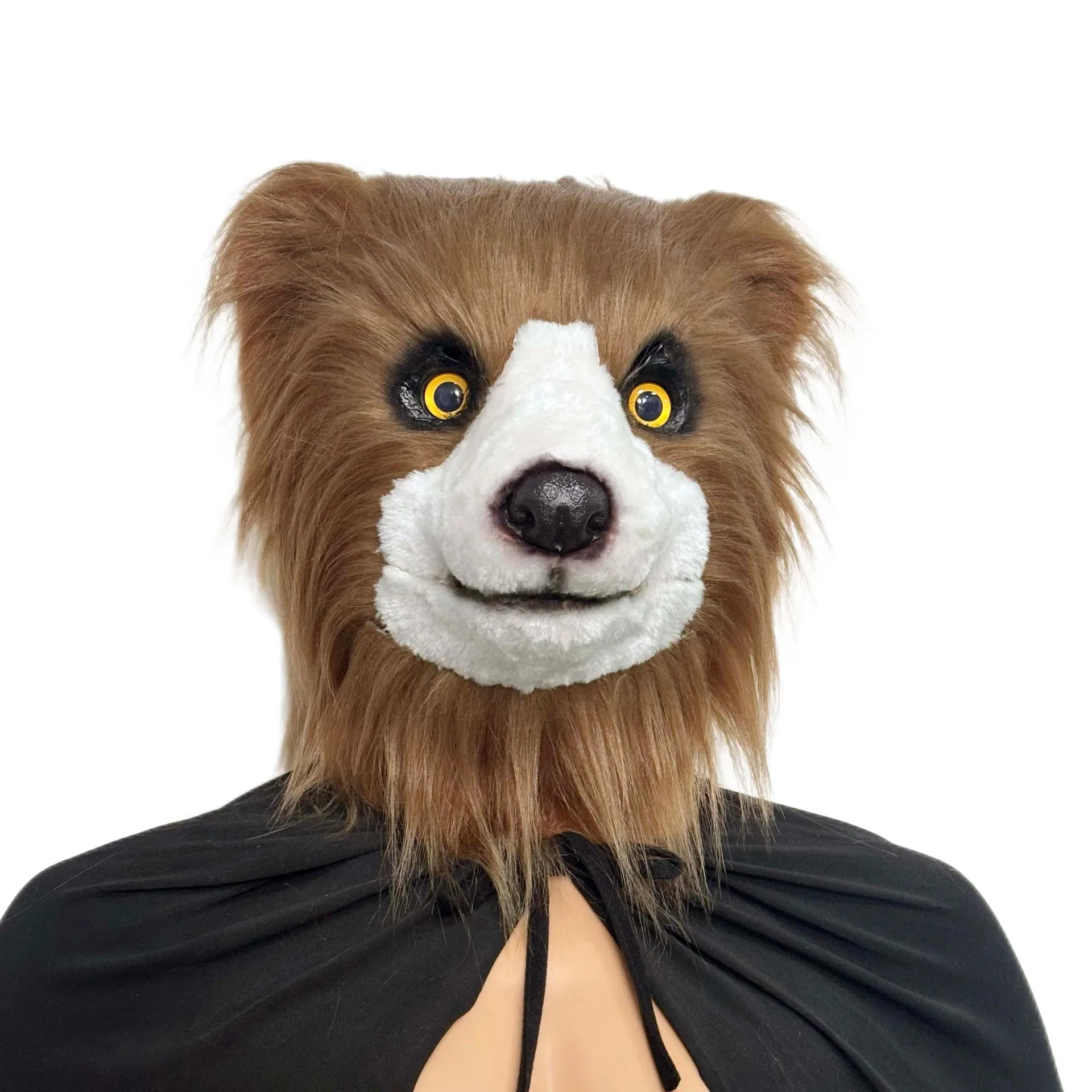 Realistische Plüsch-Hundemasken für den ganzen Kopf, pelzige Tiermaske, Erwachsenen-Cosplay-Kostüm-Requisite, Halloween-Karneval-Maskerade-Party-Maske – Detail 3