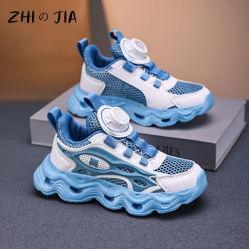 Summer Hot selling Mesh Children's Sports Shoes Outdoor Rotating Buckle Lightweight Running Shoes Boys Fashion Casual Footwear