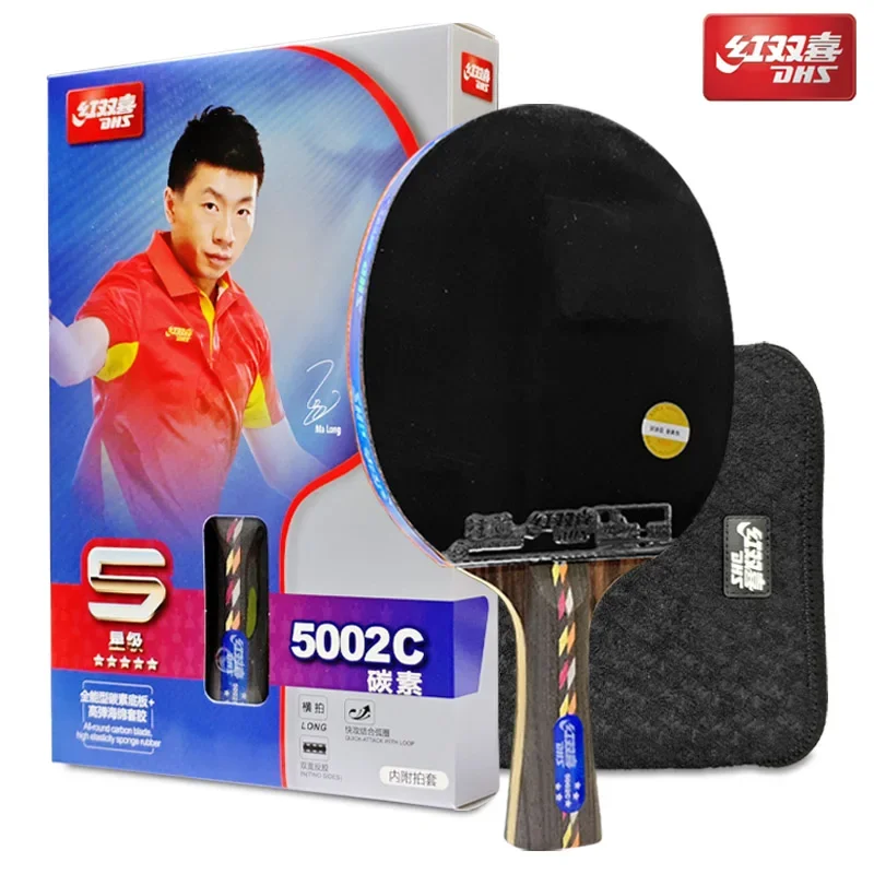 

DHS R-5 Stars Table Tennis Racket Pre-made Ping Pong Paddle Bat 5 Wood 2 Carbon Blade with Both Side Hurricane 3 Rubber