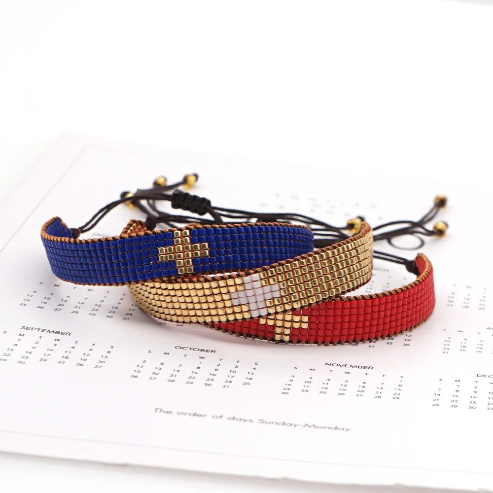 

Bohemia Rice bead bracelet Adjustable Cross Solid color Hand-woven Personality Fashion Original Beaded bracelet Creativity
