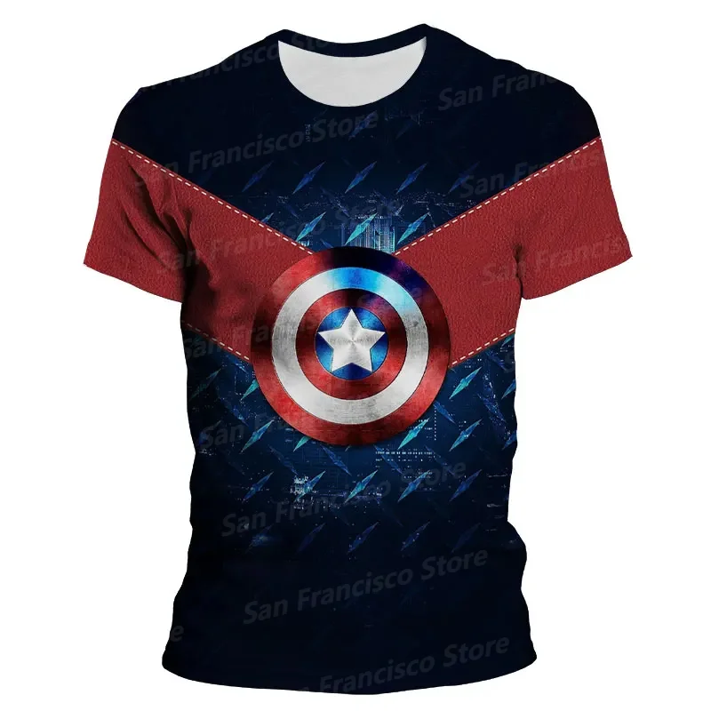 New Captain America Logo Unisex Summer Fashion manica corta Marvel Superhero Print Cool Kids/t-shirt Casual per adulti Street Style