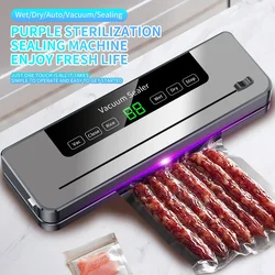 Electric Vacuum Sealer Dry/Wet Food Sealed Packaging Kitchen Food Storage Seal UV Sterilization Built-in Cutter Knife