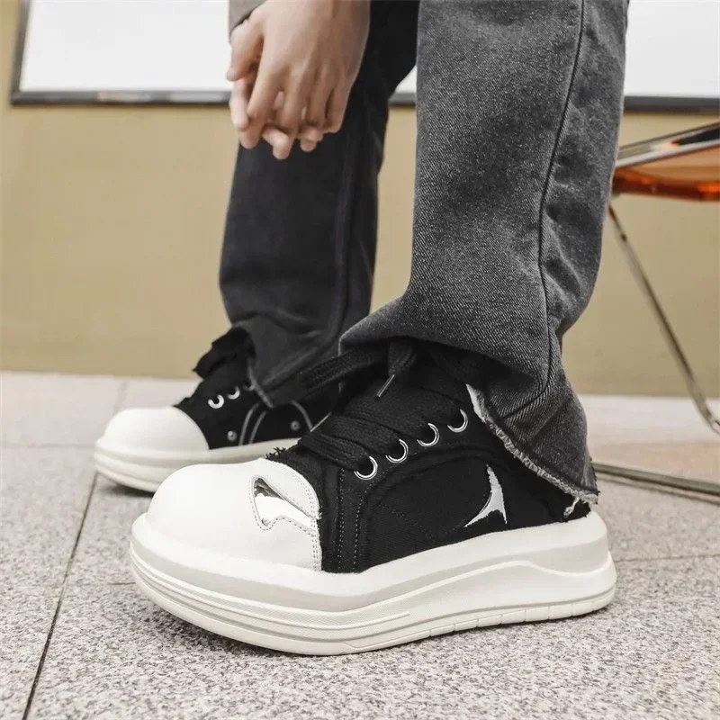 

Casual Trainers Tennis Female Runway Sport Shoes Walk Thick Bottom Platform Canvas Unisex Shoes All Match Large Size Increasing