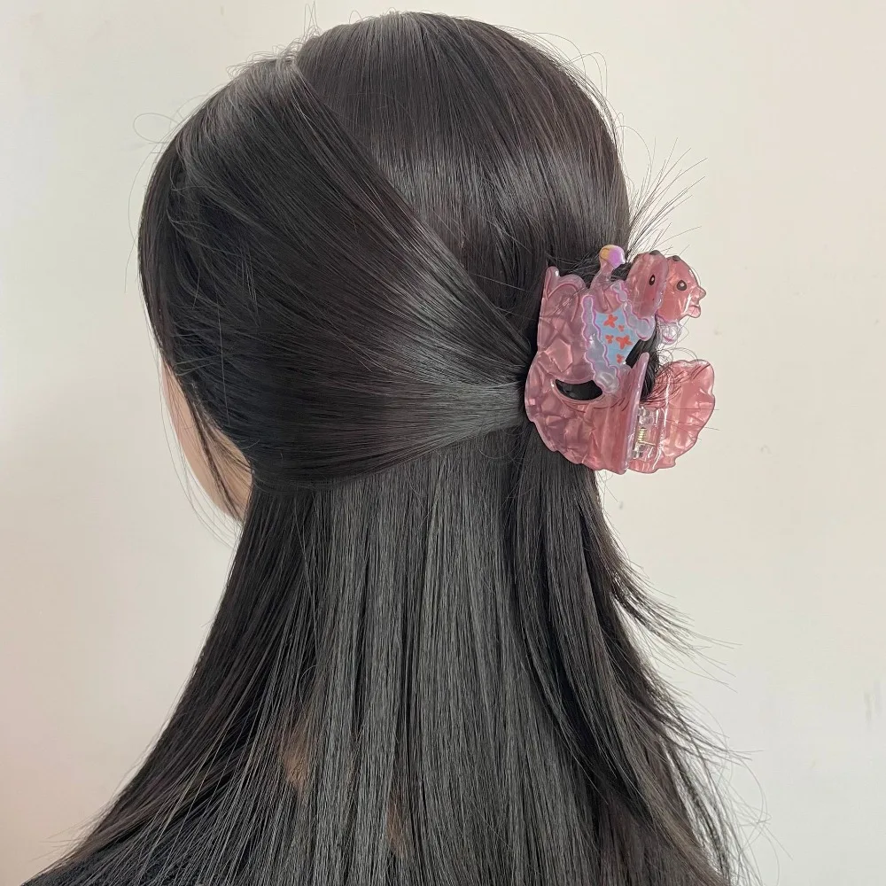 

Creative Animals Cute Rabbit Hair Grab Squirrel Exquisite Acrylic Shark Clip Geometry Penguin Hairpin Woman Girls