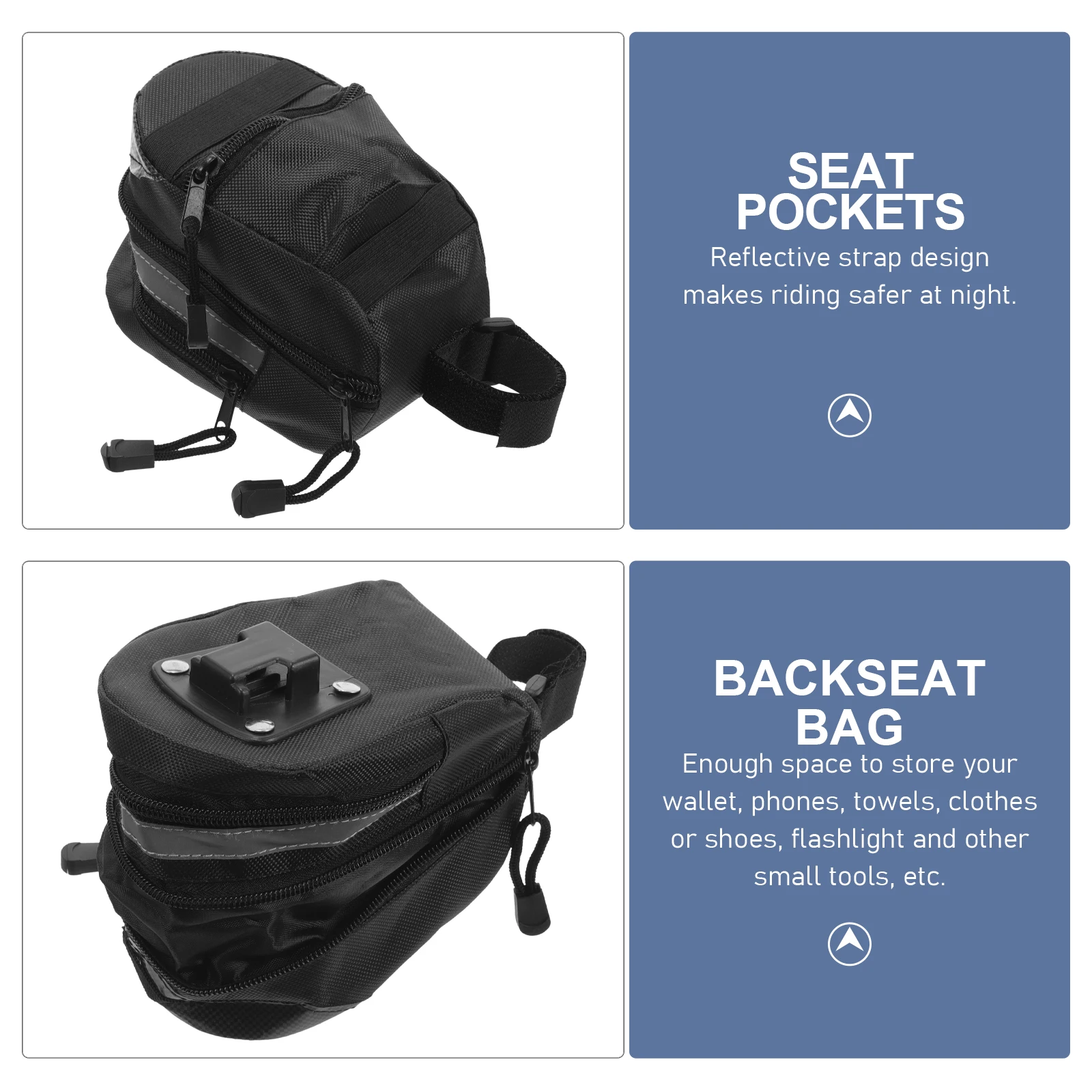 

Saddle Bag Road Bike Saddlebags for Bicycles Toolkit Backseat Black Cycling Bikes