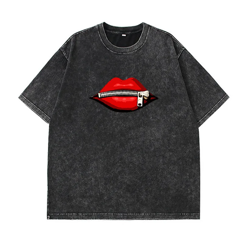 product image  Summer Goth T Shirt for women Aesthetic red sexy lips print T-shirt funny Gaphic Tops Harajuku Cotton Girl's